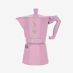 The Bialetti 6 cup size Moka Exclusive Coffee Maker in Pink