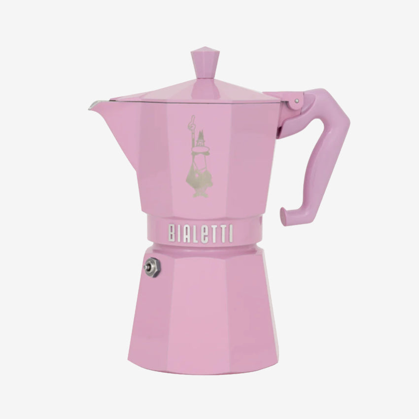 The Bialetti 6 cup size Moka Exclusive Coffee Maker in Pink