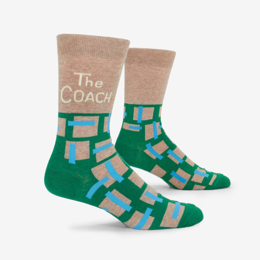 The Blue Q The Coach Mens Socks on a grey background