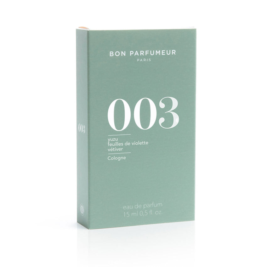 The box of the 15ml  Bon Parfumeur Eau De Parfum Cologne 003 on a blank background