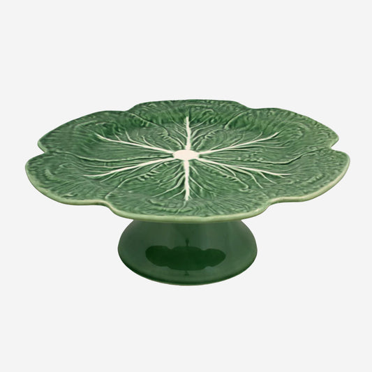 The Bordallo Pinheiro Cabbage Cake Stand in size 31 on a blank background