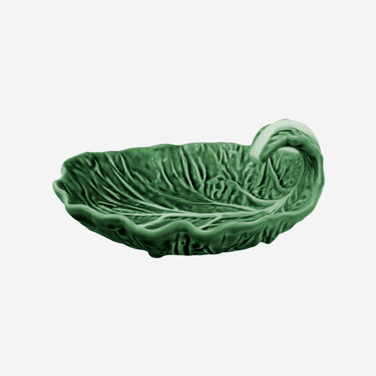 The Bordallo Pinheiro Cabbage Leaf Curvature Bowl in  18.5 size on a blank background