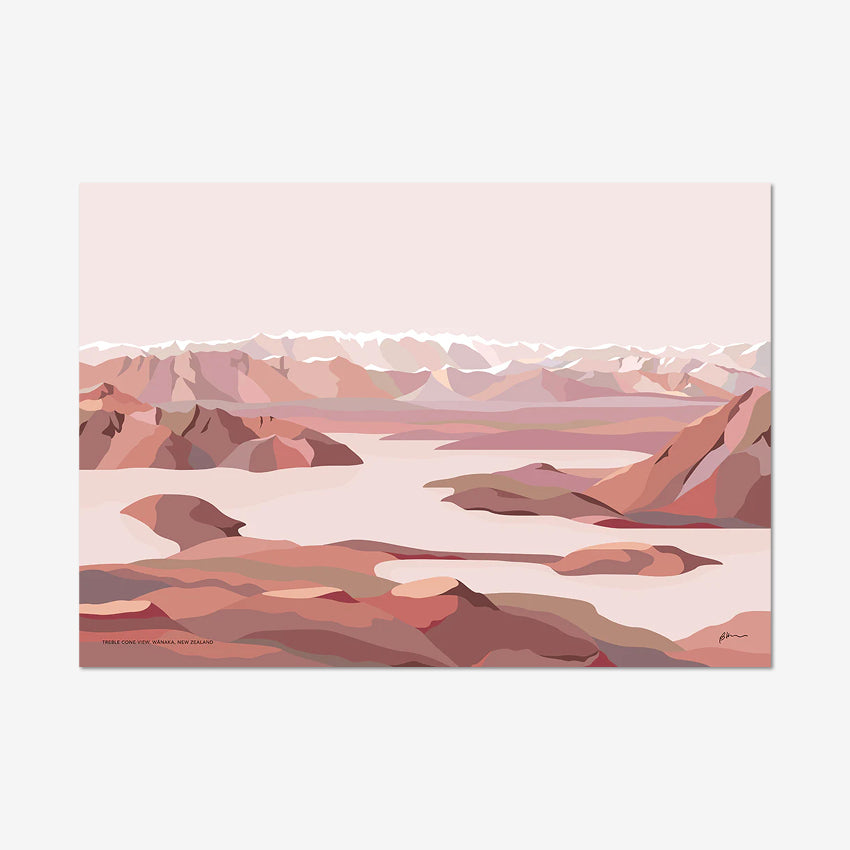 The Bridget Hall Design Treble Cone View Art Print on a grey background