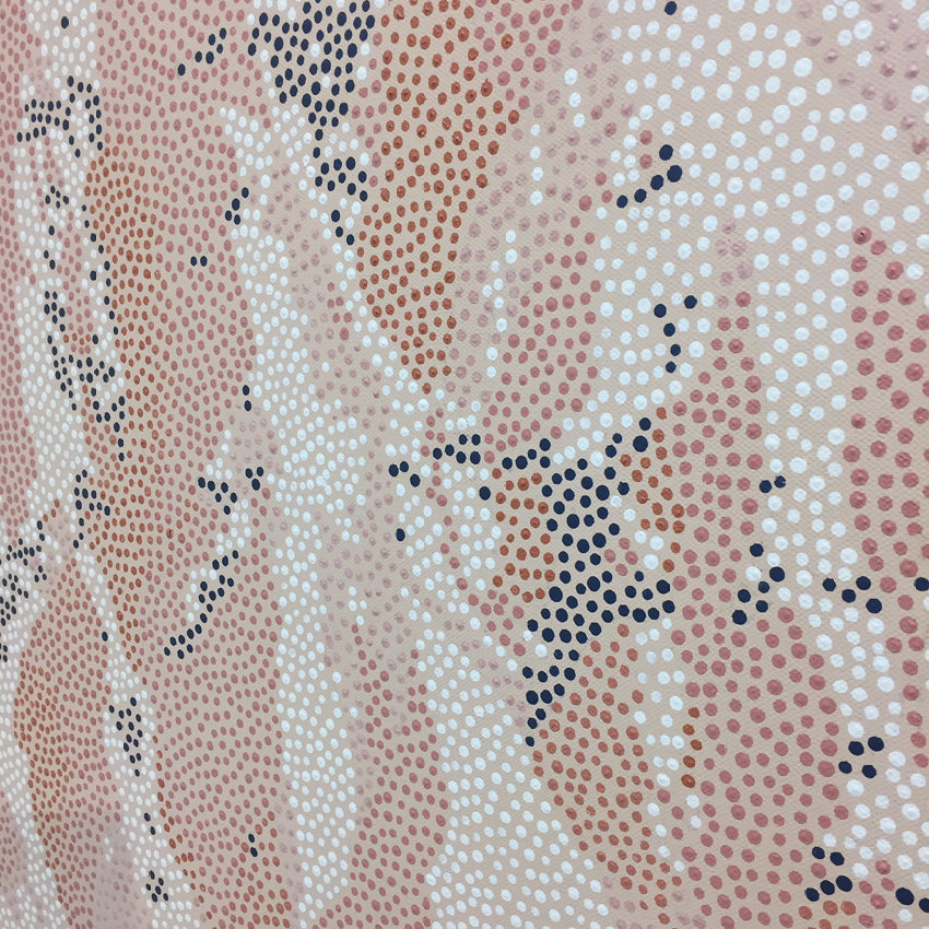 A closeup of the Bridget Hall Design Original Black Peak Close Up Artwork on a grey background