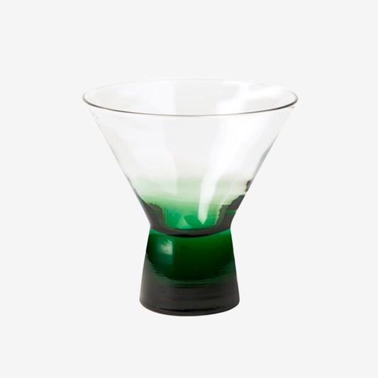 Broste Copenhagen Konus Short Cocktail Glass in Green on a blank background