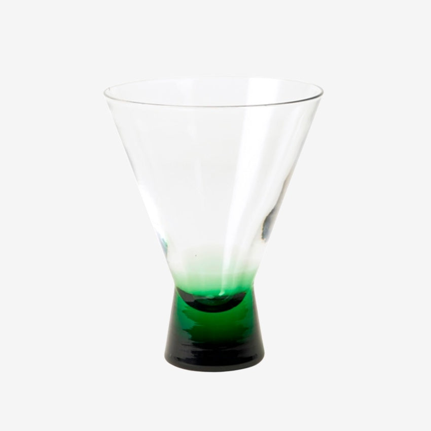 Broste Copenhagen Konus Short Cocktail Glass in Green on a blank background