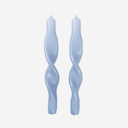 The Broste Copenhagen Twist Candles in Air Light Blue on a blank background