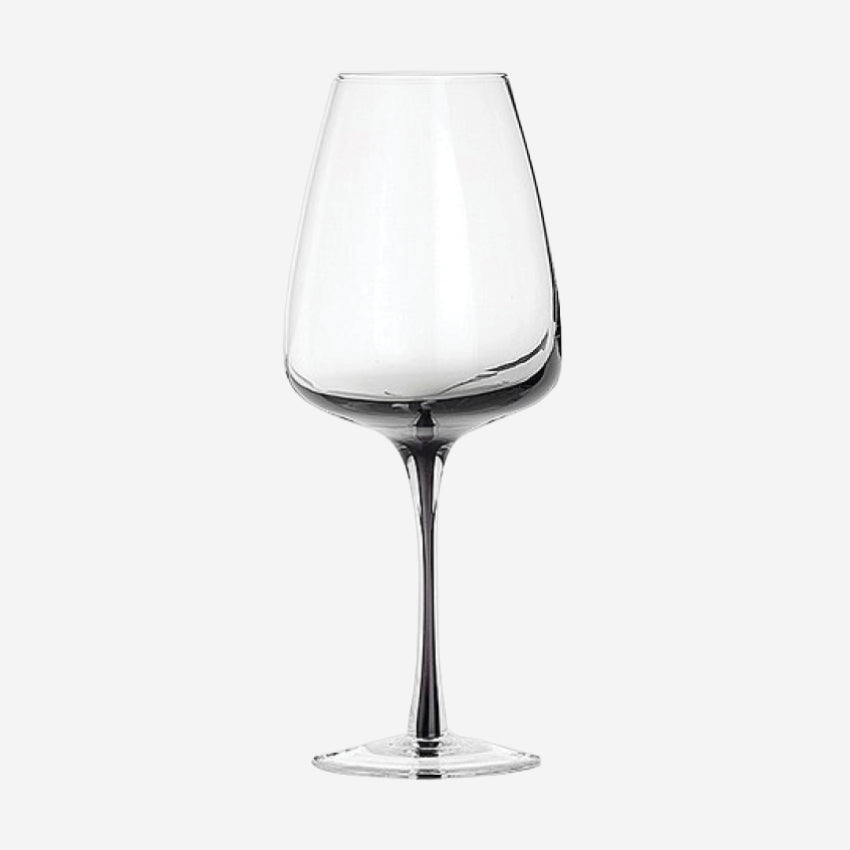 The Broste Copenhagen White Wine Glass in Smoke on a blank background