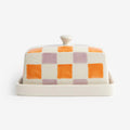 Butter Dish | Orange and Lilac Check