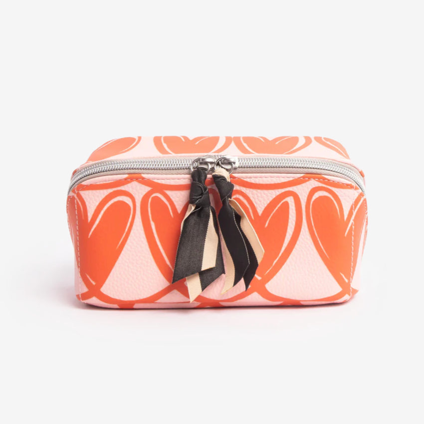 Cosmetic Bag Diagonal | Pink Linked Hearts