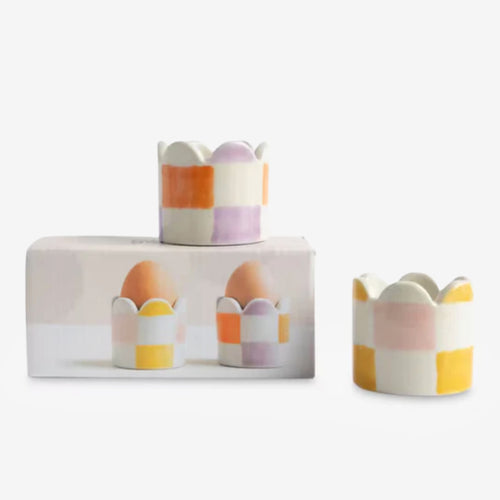 Egg Cup Holders | Multi-Check Set of 2