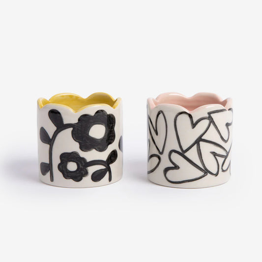 Flowers & Hearts Egg Cups | Set of 2