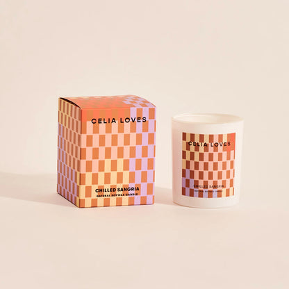 The Celia Loves Chilled Sangria Candle with its box