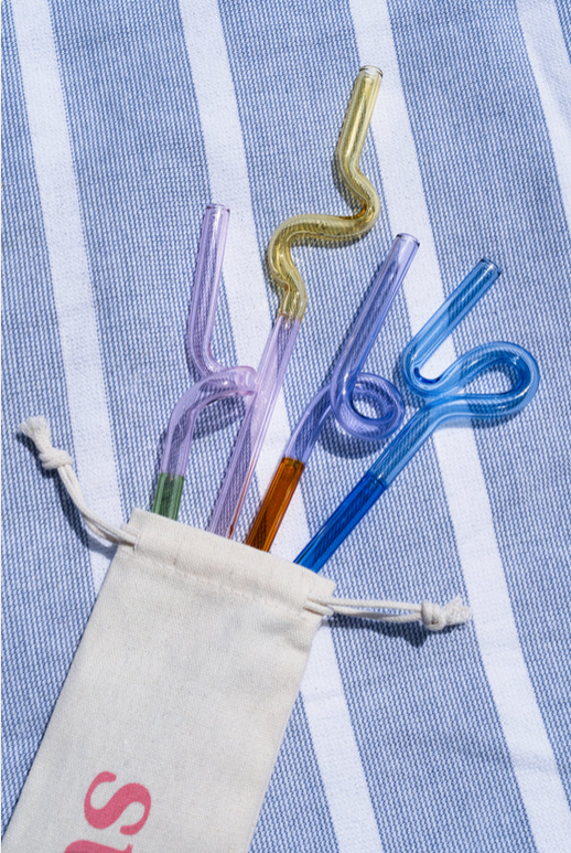 Reuseable Glass Drinking Straws | Curly