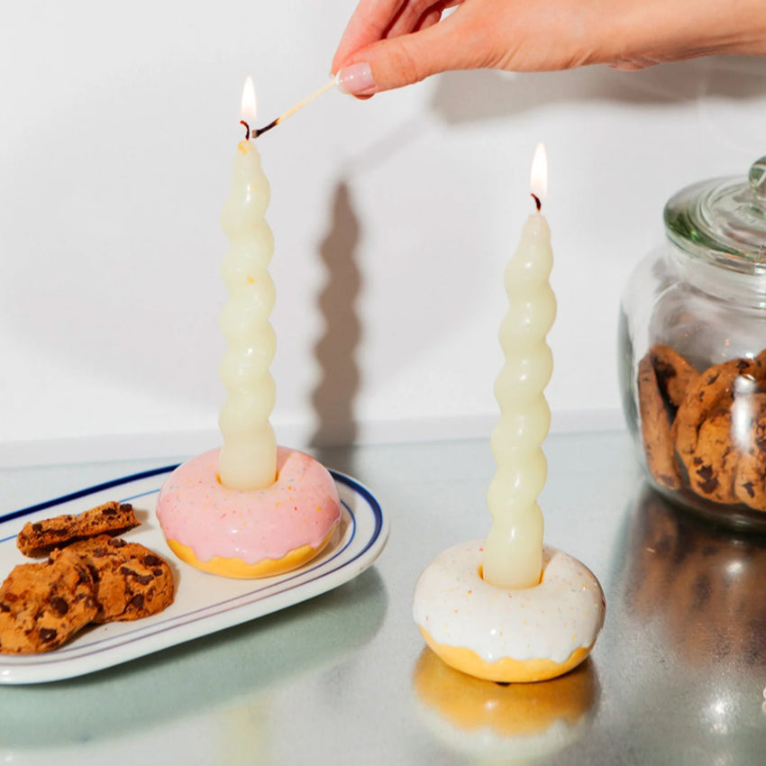 Donut Fast Food Candle Holder | Pink