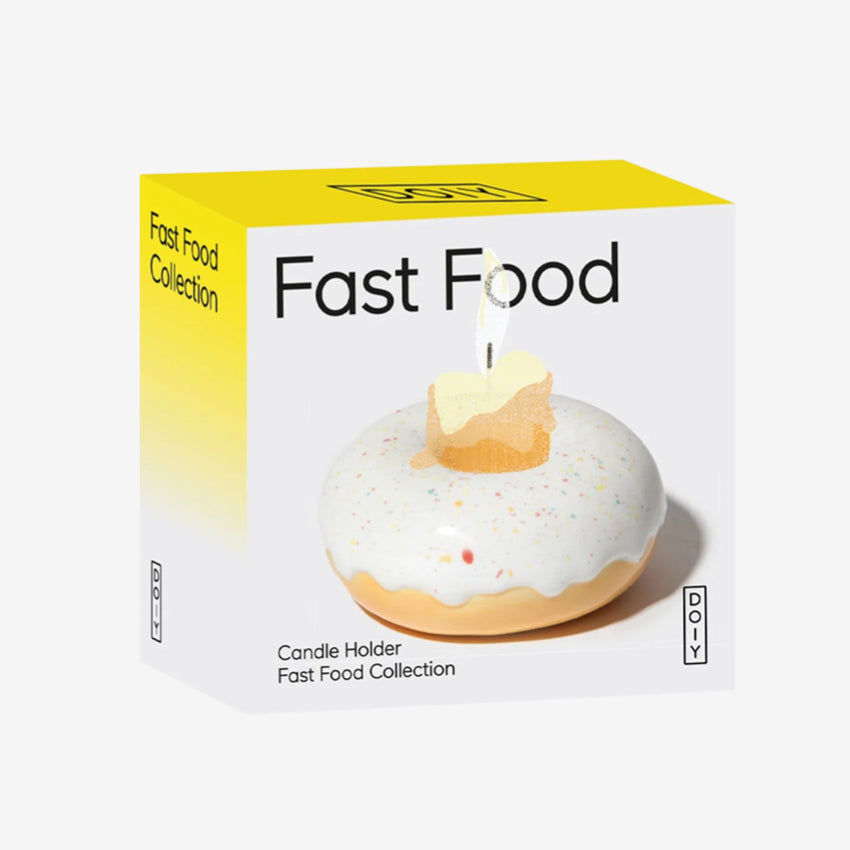 Donut Fast Food Candle Holder | White