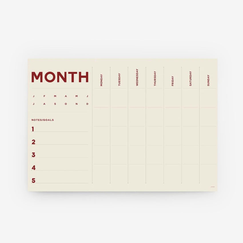 A2 Monthly Planner