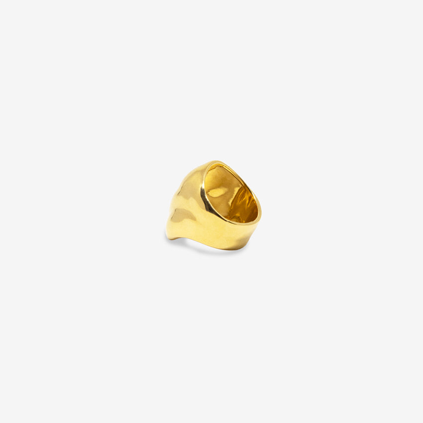 A back view of the Nina Gordon Dylan Dome Ring in Gold on a blank background