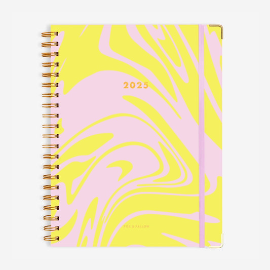 The Fox & Fallow 2025 A4 Academic Vertical Planner in Acid Wash cover on a blank background.