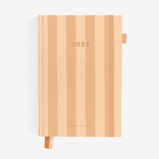 The Fox & Fallow 2025 A5 Vertical Planner in Corsica Stripe cover on a blank background