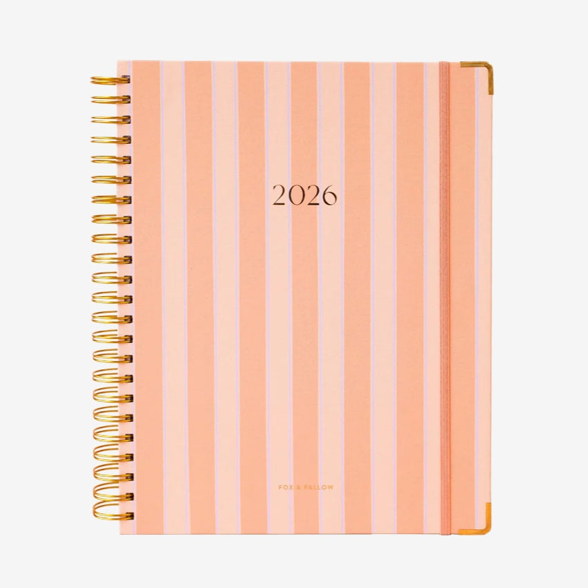2026 A4 Academic Vertical Planner | Coral Stripe