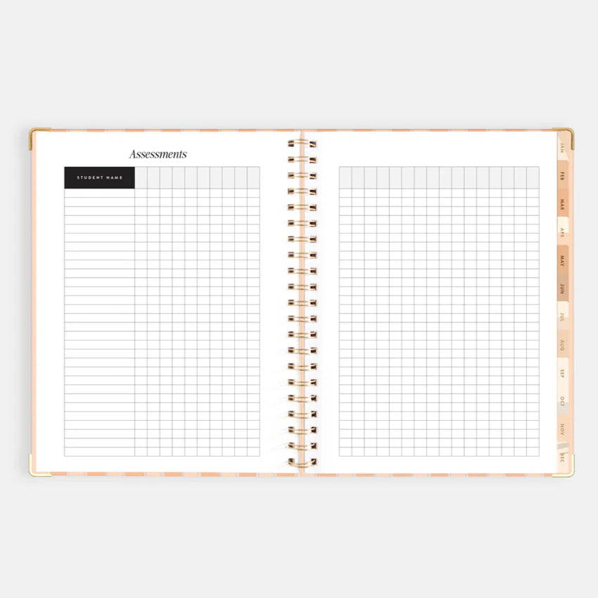 2026 A4 Academic Vertical Planner | Coral Stripe
