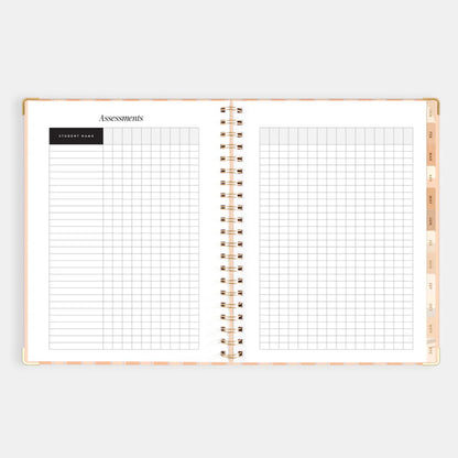 2026 A4 Academic Vertical Planner | Coral Stripe