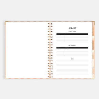 2026 A4 Academic Vertical Planner | Coral Stripe