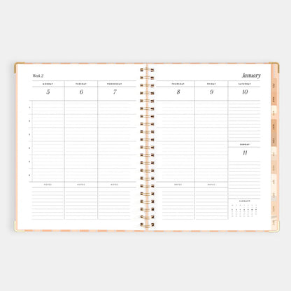 2026 A4 Academic Vertical Planner | Coral Stripe