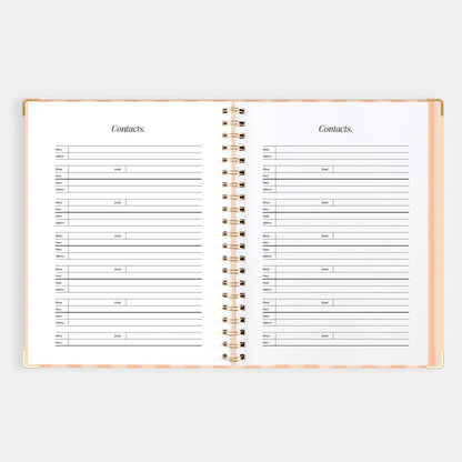 2026 A4 Academic Vertical Planner | Coral Stripe