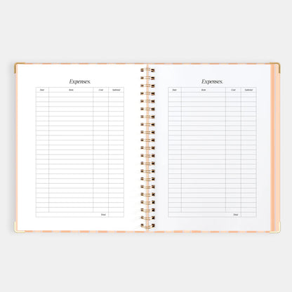 2026 A4 Academic Vertical Planner | Coral Stripe