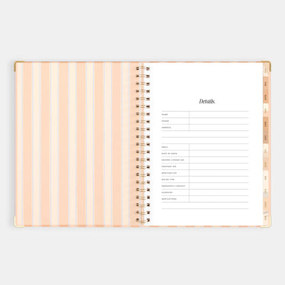 2026 A4 Academic Vertical Planner | Coral Stripe
