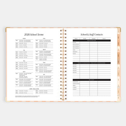 2026 A4 Academic Vertical Planner | Coral Stripe