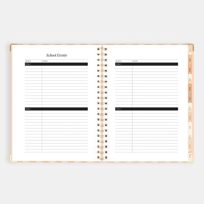 2026 A4 Academic Vertical Planner | Coral Stripe