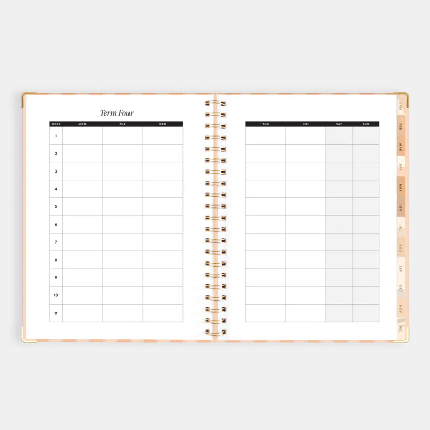 2026 A4 Academic Vertical Planner | Coral Stripe