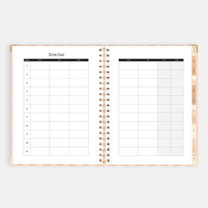 2026 A4 Academic Vertical Planner | Coral Stripe