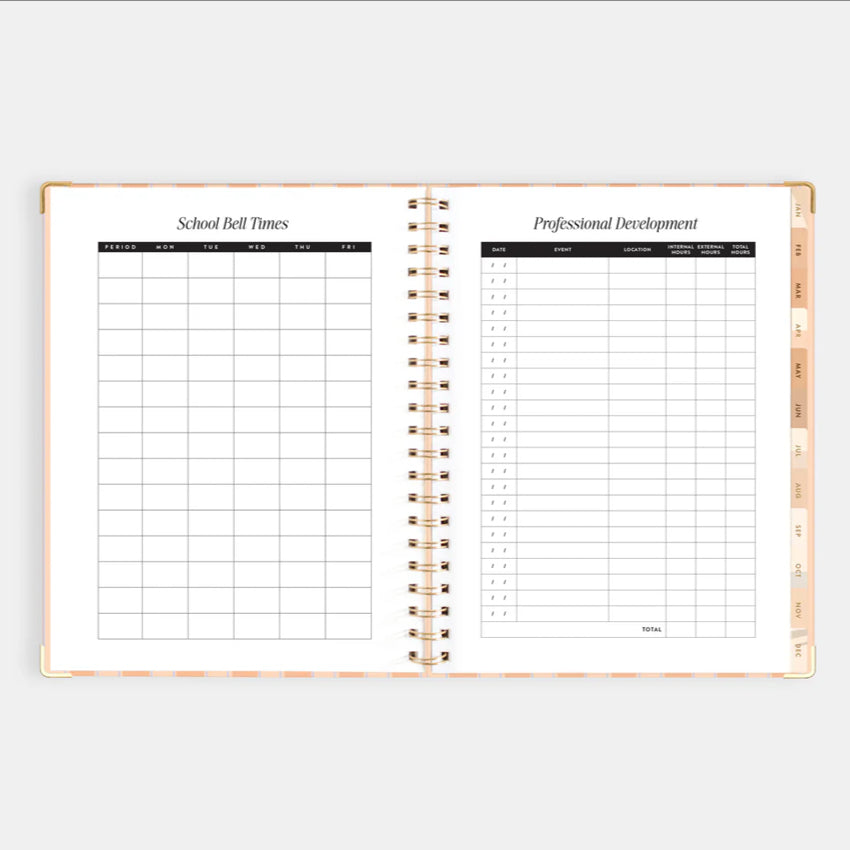 2026 A4 Academic Vertical Planner | Coral Stripe