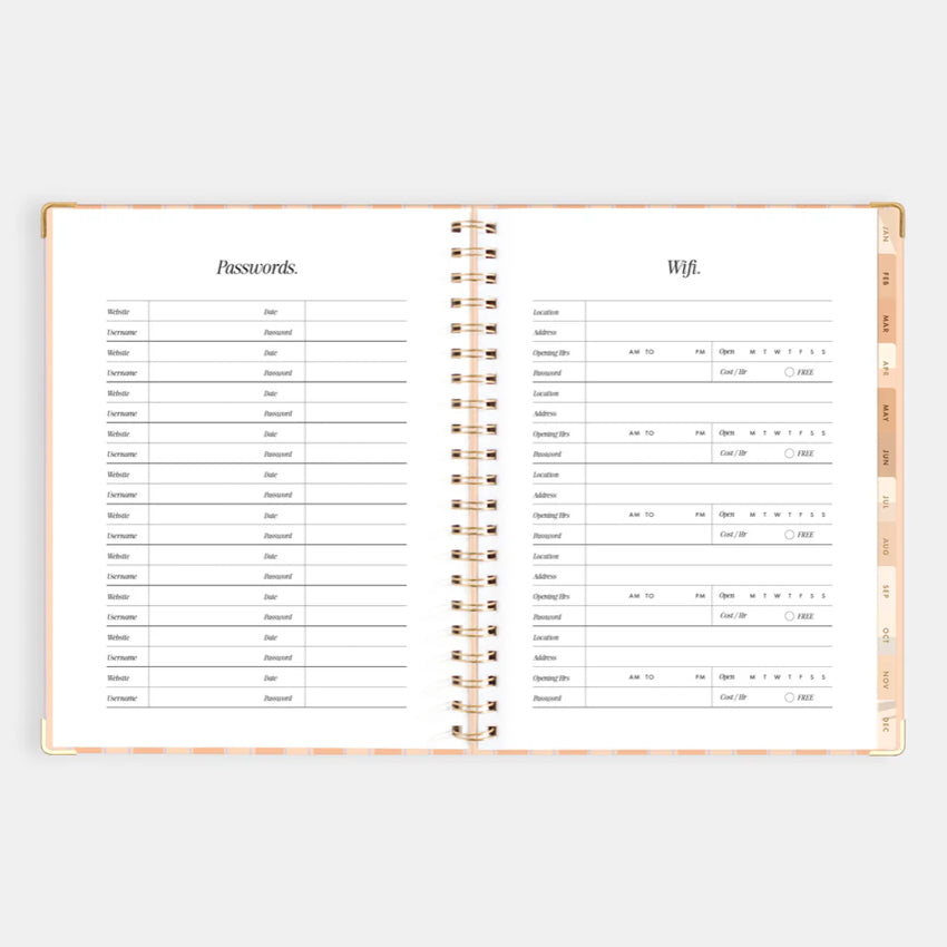 2026 A4 Academic Vertical Planner | Coral Stripe