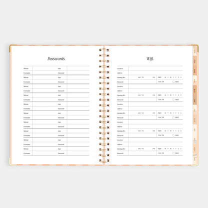 2026 A4 Academic Vertical Planner | Coral Stripe