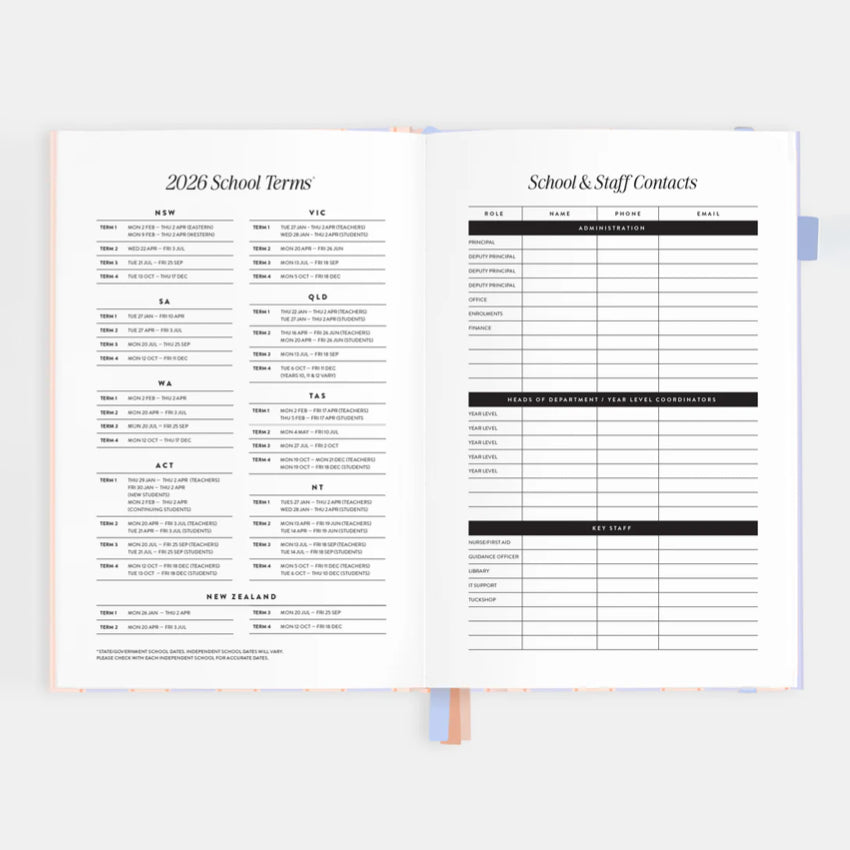 2026 A5 Academic Vertical Planner | Powder Stripe