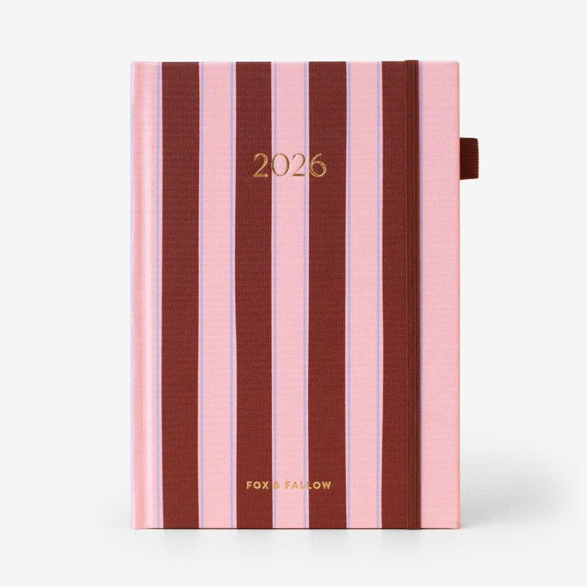 2026 A5 Vertical Planner | Burgundy Stripe