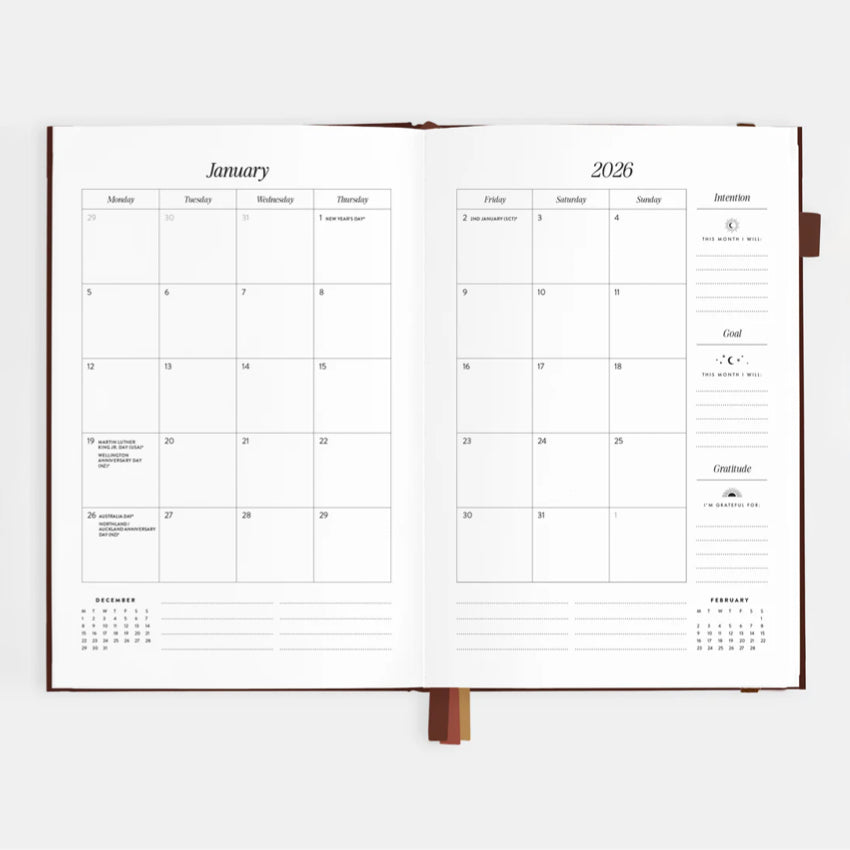 2026 A5 Vertical Planner | Chocolate