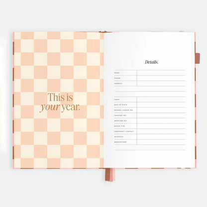 2026 A5 Vertical Planner | Rose Check