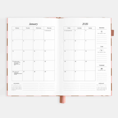 2026 A5 Vertical Planner | Rose Check