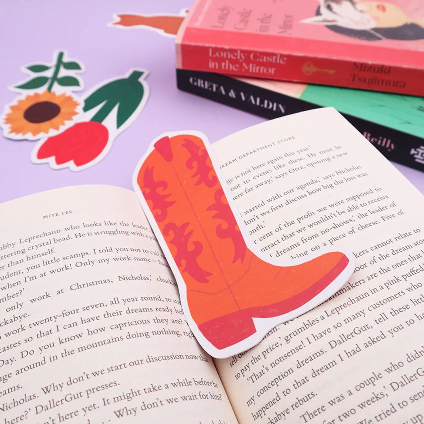 Iko Iko Cowboy Boot Cut-Out Bookmark in a book