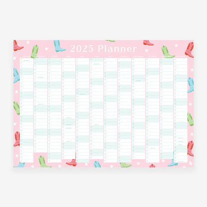 Iko Iko Cowboy Boot 2025 Wall Planner on a blank background