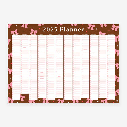 Iko Iko Chocolate Bow 2025 Wall Planner on a blank background