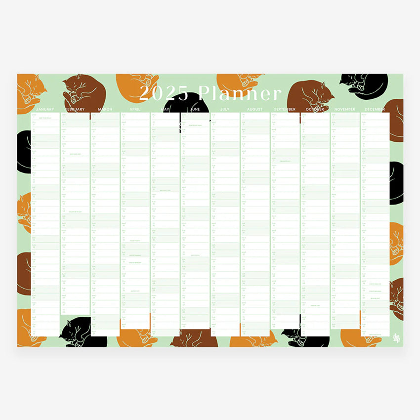 Iko Iko Cats 2025 Wall Planner on a blank background