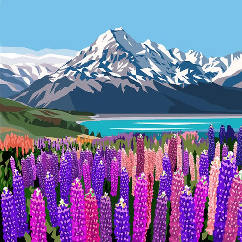 Mt Cook Lupins | Box Frame
