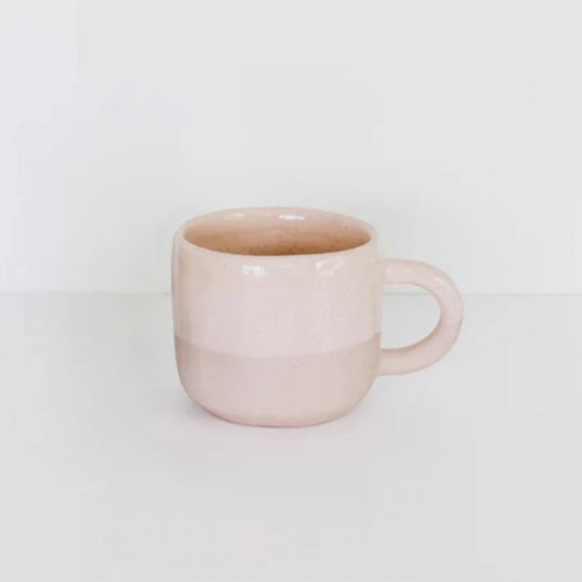 The JS Ceramics Ceramic Mug in Pink Sand on a blank background